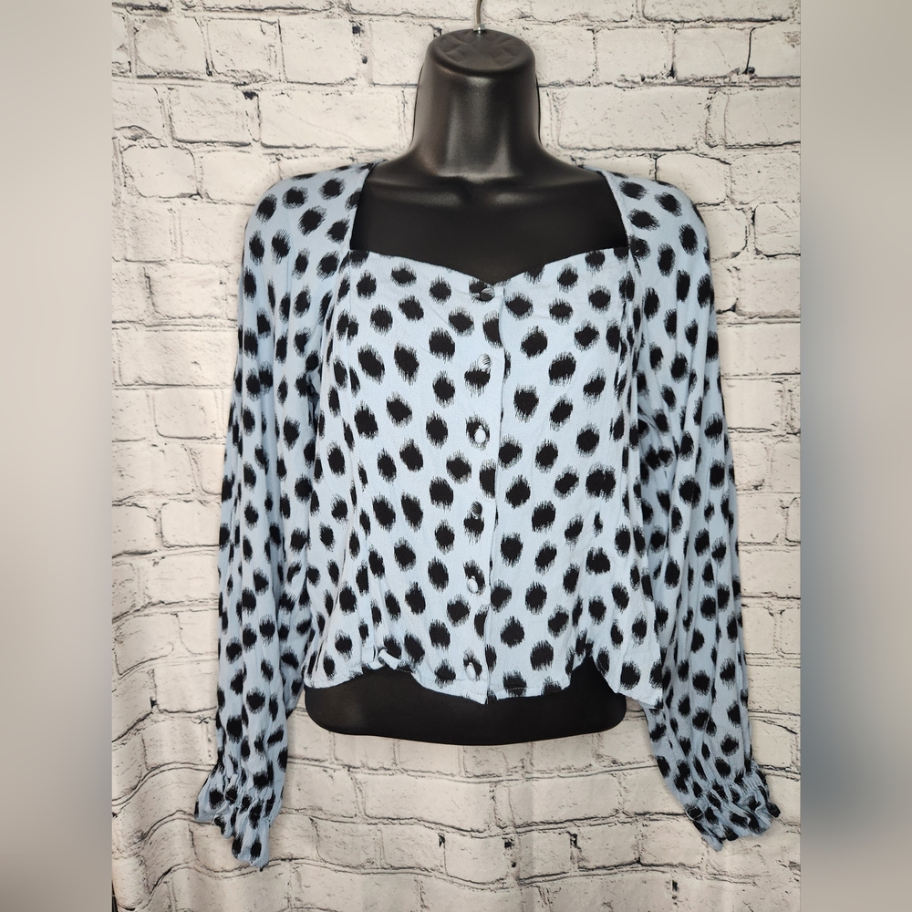 & Other Stories Blue and Black Spotted Blouse